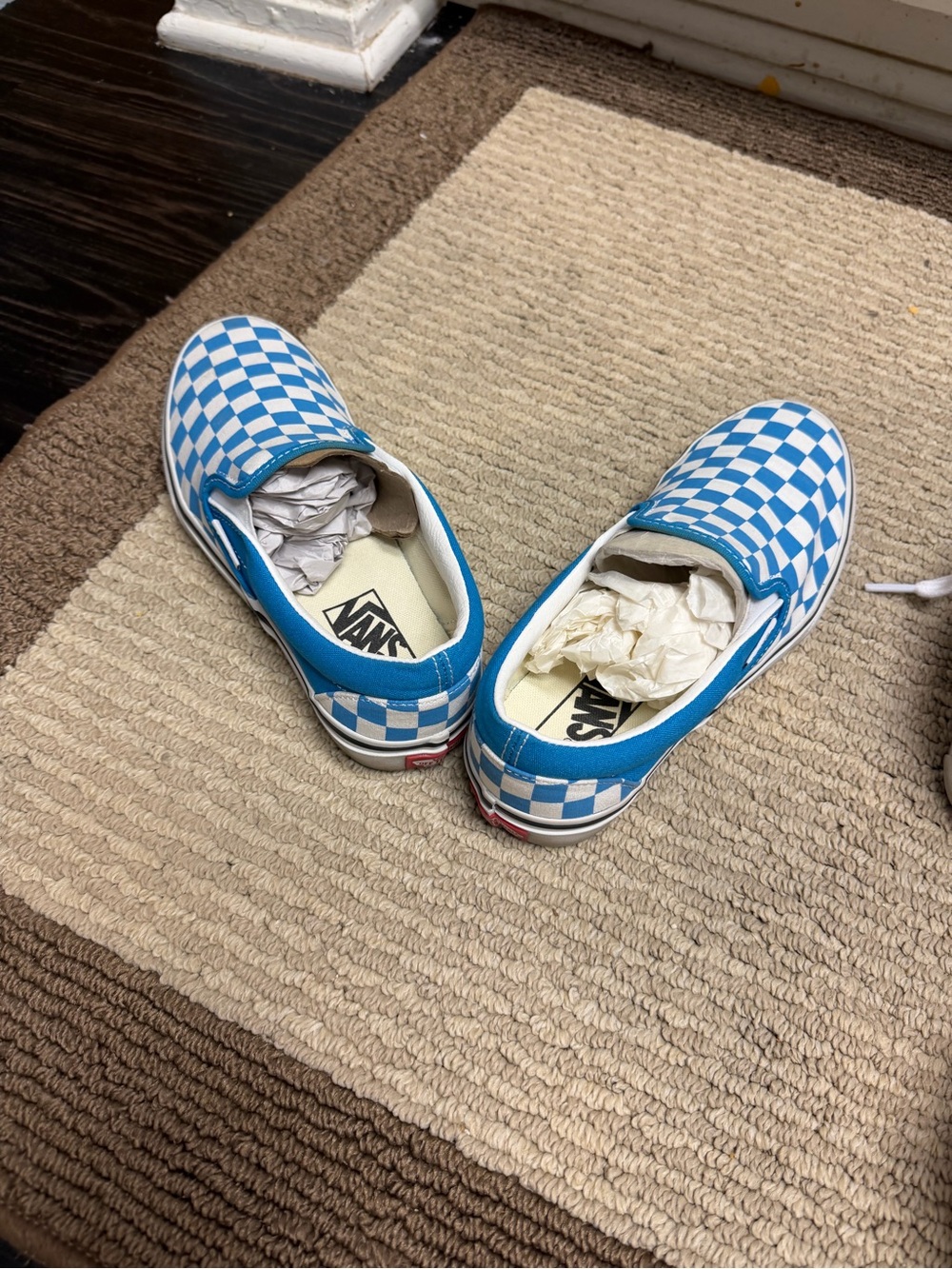 Vans Kids Slip-On Checkerboard Sneakers - Blue & White